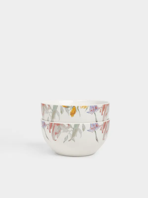 Пиала, 14x8 см, 620 мл, 2 шт, фарфор P, белая, Пастельные цветы, Pastel flora, image-0