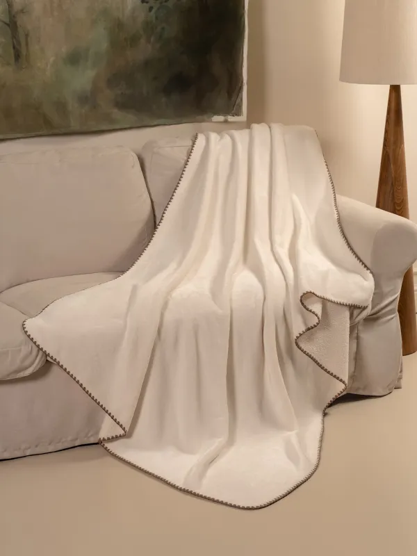 Плед, 130х170 см, двусторонний, букле/фланель, молочный, Curly, image-2