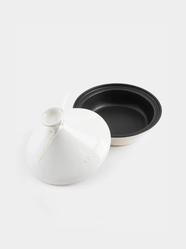 Тажин, 25 см, 1,3 л, с крышкой, чугун/керамика, молочный, Light kitchen, image-6