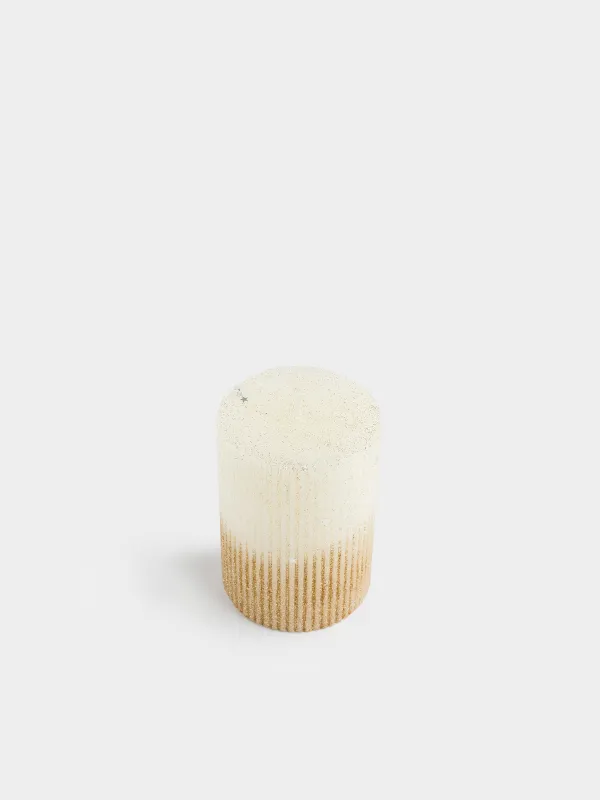 Свеча, 10 см, цилиндрическая, с блестками, Ribbed candle, image-1