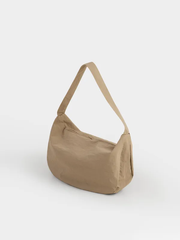 Сумка спортивная, 50x30 см, с плечевым ремнем, нейлон, бежевая, Force sport, image-3