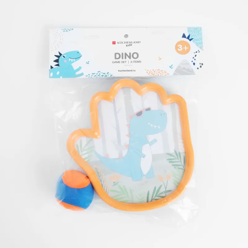 Набор игровой, 3 пр, пластик, цветной, Тарелки-липучки с мячом, Ладошки, Dino, image-6