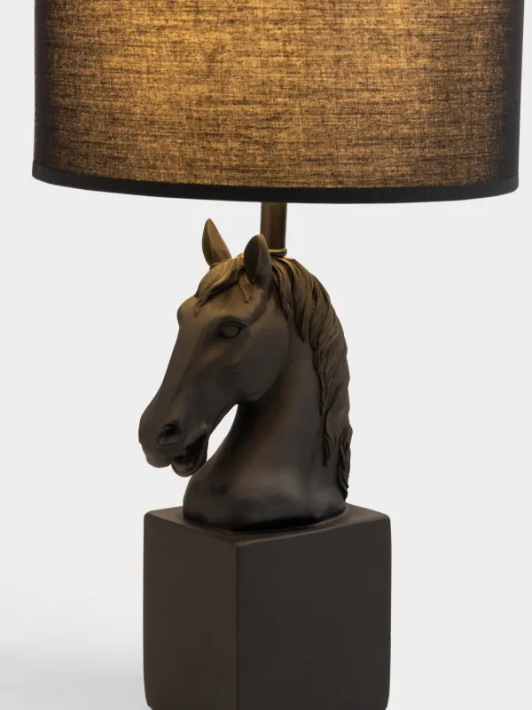 Светильник настольный, 44 см, полирезин/полиэстер, черный, Конь, Horse black, image-2