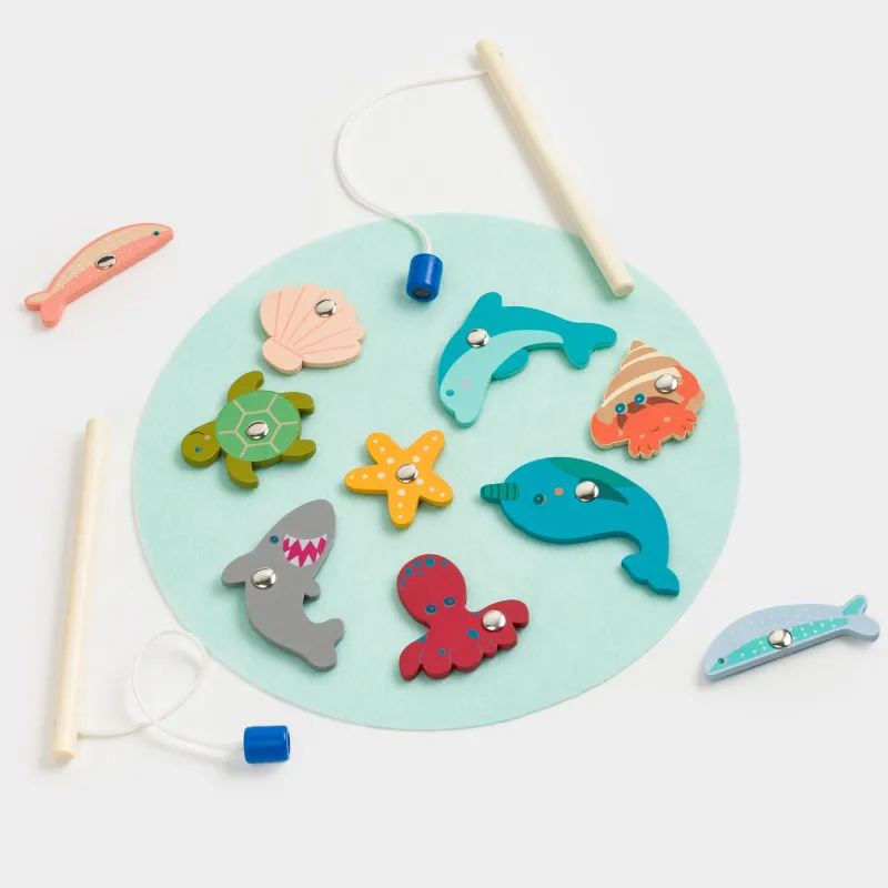 Набор игровой, 13 пр, дерево/магнит, Магнитная рыбалка, Game, image-1