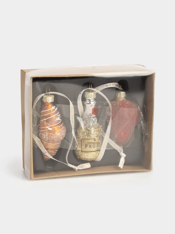 Набор елочных игрушек, 5 см, стекло, Figure christmas, image-4