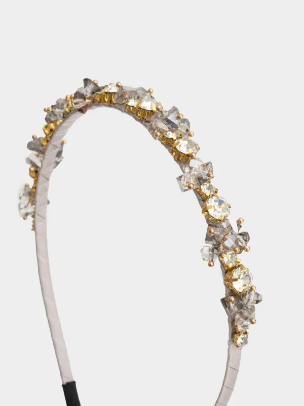 Ободок для волос, 17х15 см, стекло/металл, серебристый, Кристаллы, Hair crystal, image-1