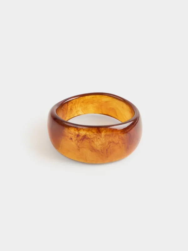 Набор браслетов, 9 см, 2 шт, смола/акрил, коричневый/молочный, Mineral, image-3