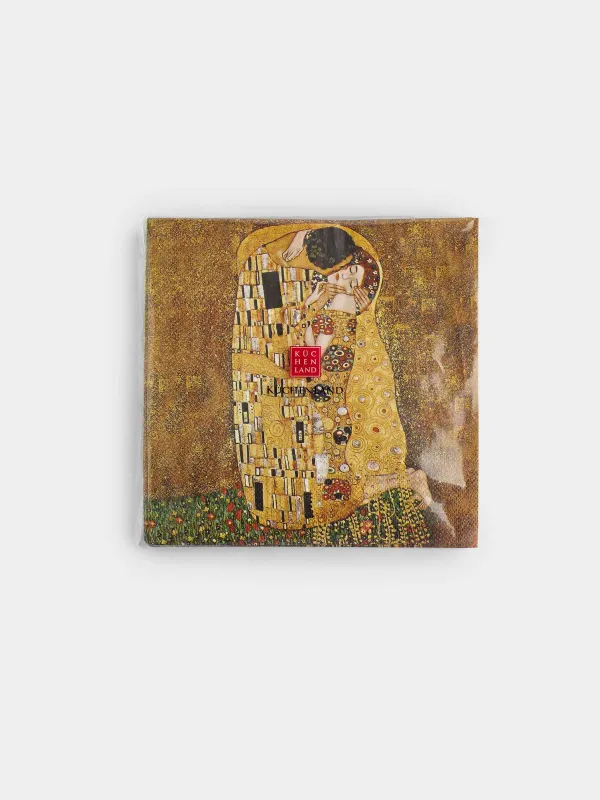 Салфетки бумажные, 33х33 см, 20 шт, Климт, Art поцелуй, image-4