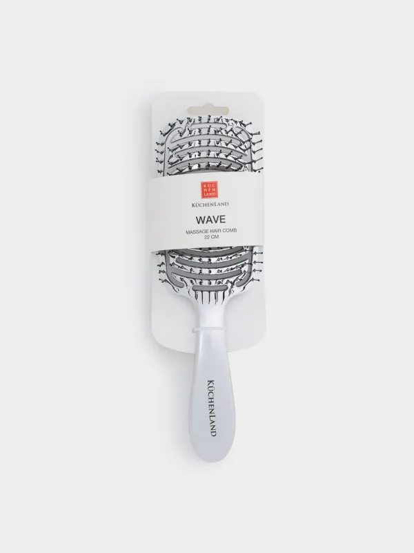 Расческа массажная для волос, 22 см, пластик, серебристая, Wave, image-5