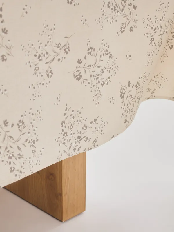 Скатерть, 170х250 см, с покрытием PU, полиэстер/вискоза/лен, бежевая, Ветки с цветами, Branches, image-7