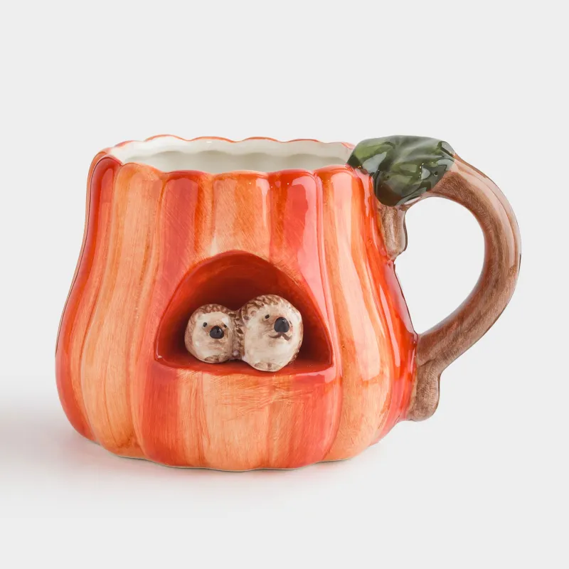 Кружка, 450 мл, керамика, оранжевая, Ежи, Forest symphony
