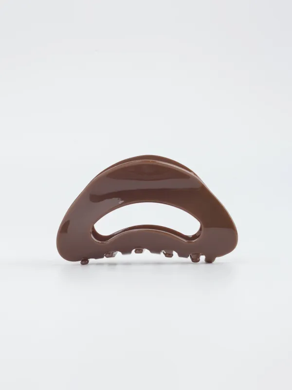 Заколка для волос, 9 см, пластик/металл, коричневая, перламутр, Крабик, Hair basic, image-0