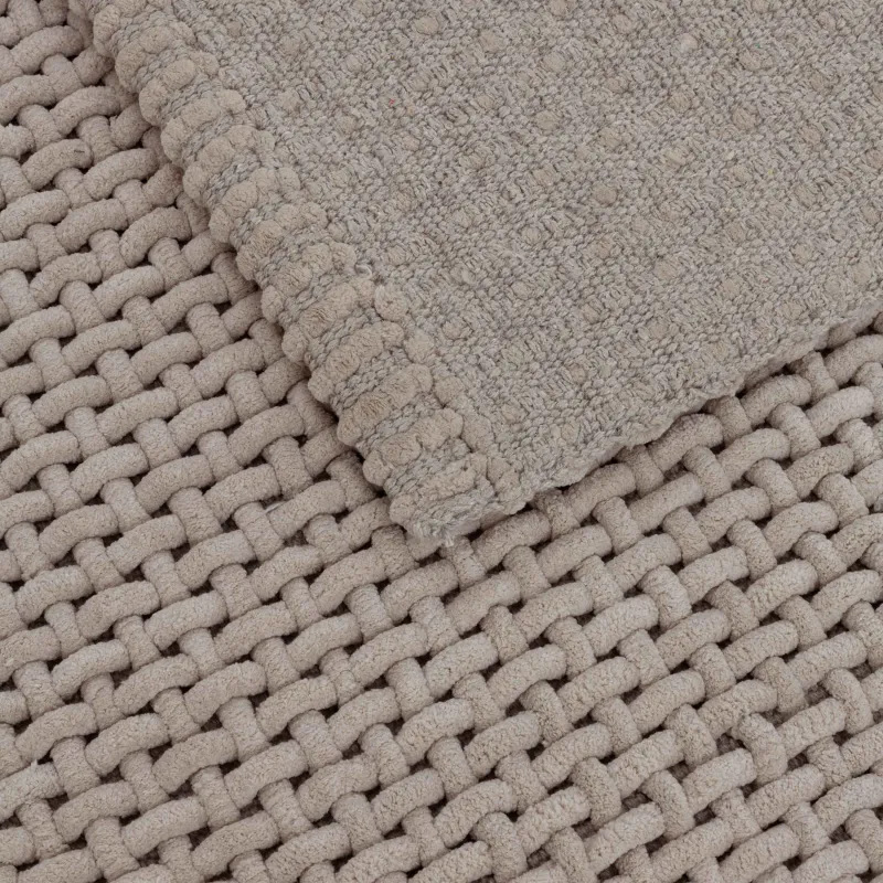 Коврик, 60х110 см, противоскользящий, полиэстер/хлопок, бежевый, Решетка, Cosy, image-3