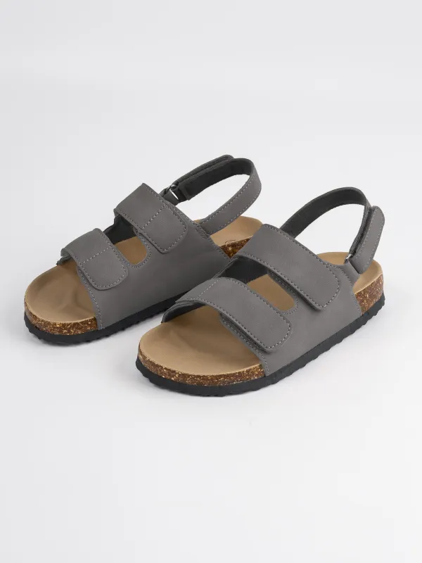 Сандалии детские, для мальчиков, на липучке, искусственная замша, серые, Suede kids, image-2