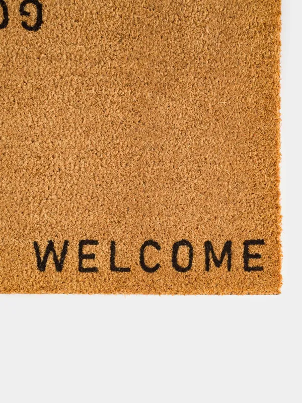 Коврик придверный, 40х60 см, кокос/ПВХ, коричневый, Welcome/Goodbye, Home deco, image-1