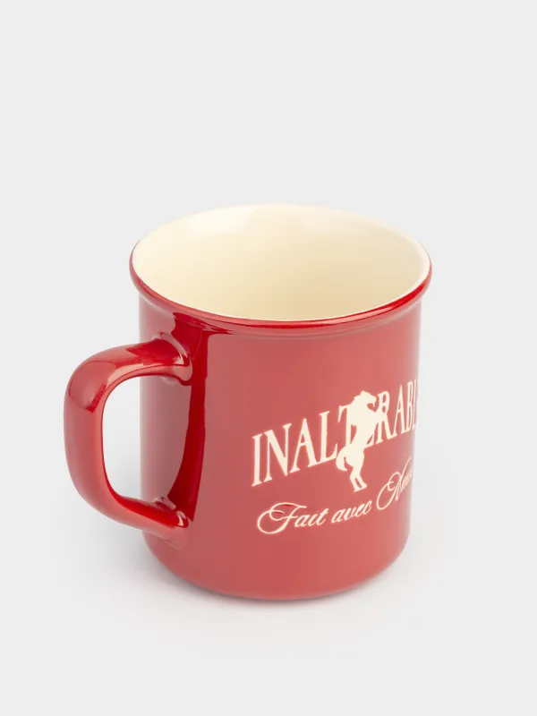 Кружка, 430 мл, фарфор N, бордово-молочная, Конь, Great horse, image-1