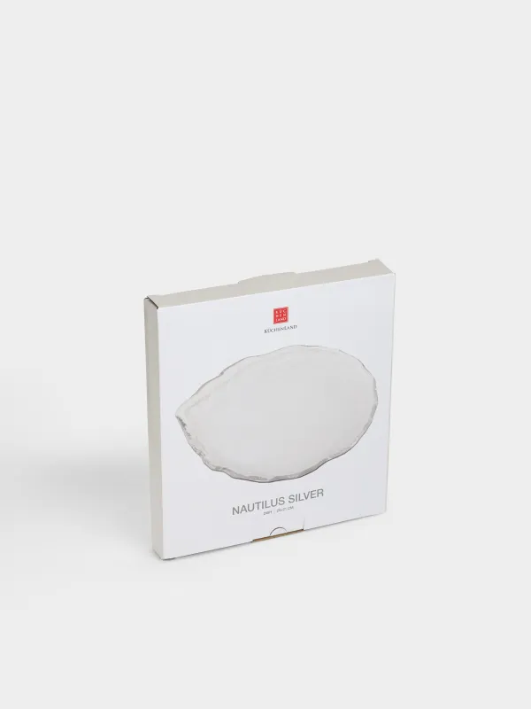 Блюдо, 25х21 см, стекло, с серебристым кантом, Лепесток, Nautilus silver, image-5