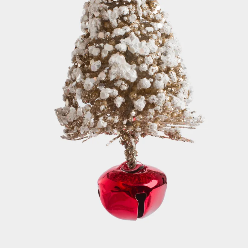 Игрушка елочная, 12 см, пластик/металл, бело-золотистая, Заснеженная ель, Fir bell, image-2