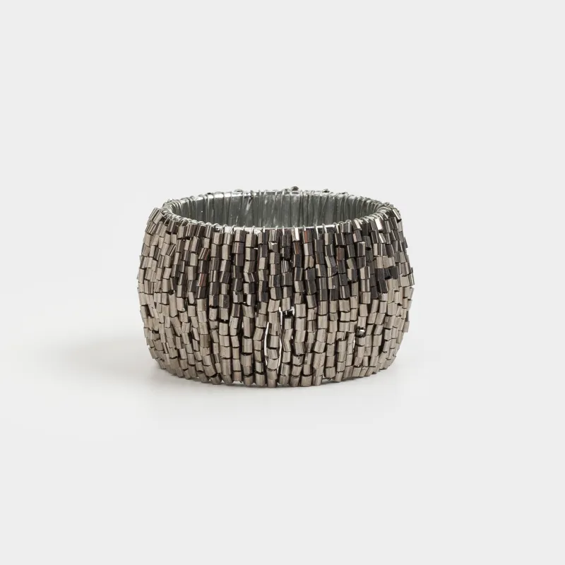 Кольцо для салфеток 5 см, 2 шт, бисер, круглое, темно-серое, Shiny beads, image-2