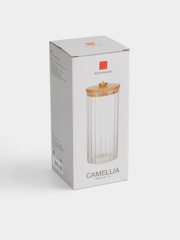 Банка для сыпучих продуктов, 1,1 л, стекло Б/бамбук, Camellia, image-7