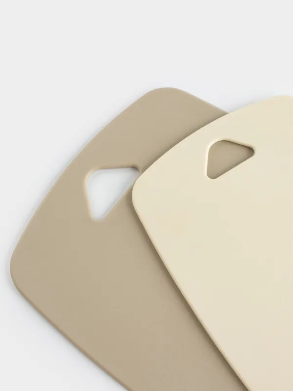 Доска разделочная, 30/35 см, 2 шт, пластик, молочная/серо-коричневая, Soft kitchen, image-5