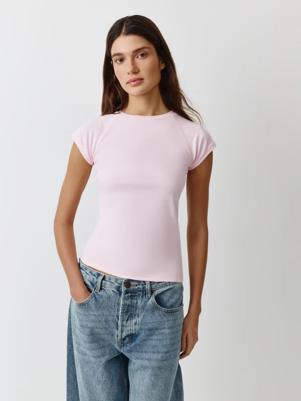 Футболка женская, р. XS, хлопок/спандекс, розовая, Beatrisa, image-0