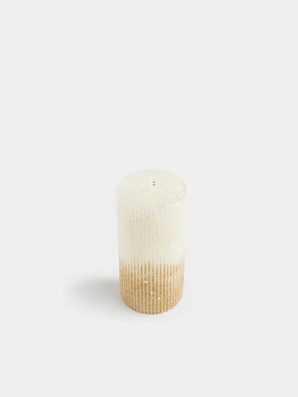 Свеча, 15 см, цилиндрическая, с блестками, Ribbed candle, image-1