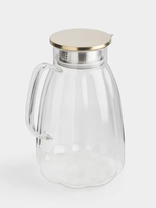 Кувшин, 2,1 л, с крышкой-фильтром, стекло Б/сталь, Ledge, image-2