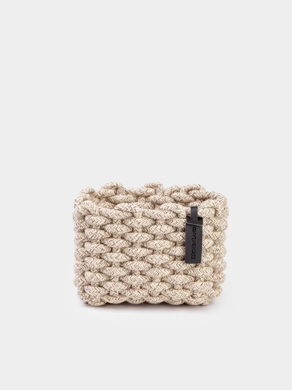 Корзина для хранения, 15х20х13 см, хлопок/полиэстер, прямоугольная, бежевая, Cozy striped, image-0