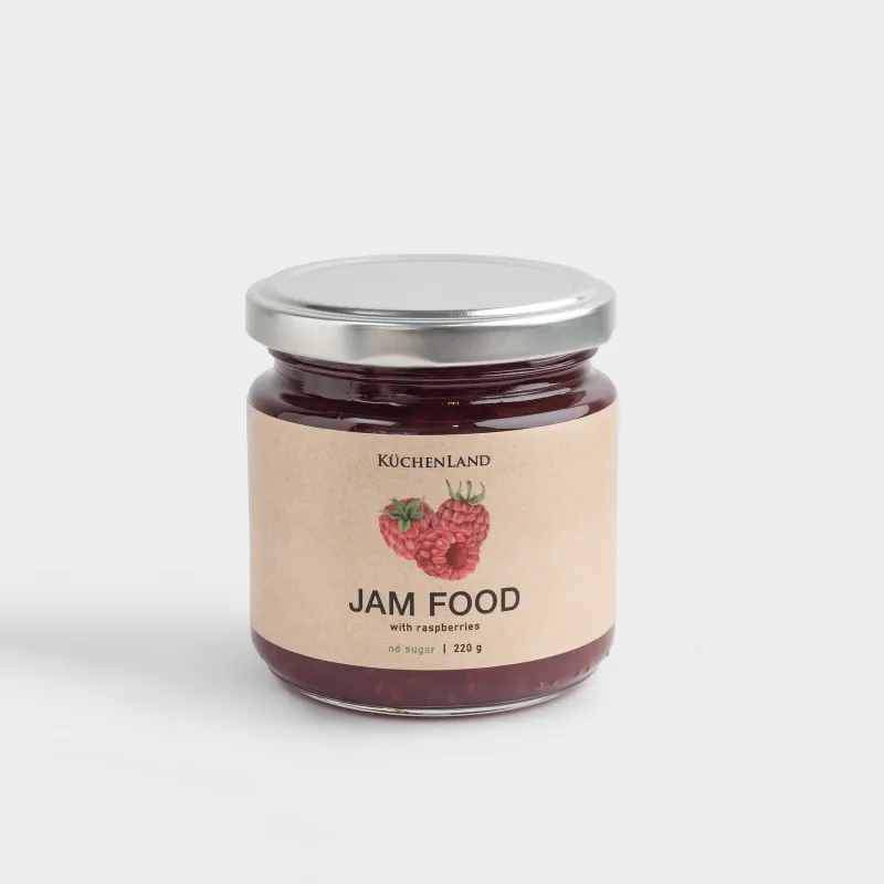 Джем, 220 гр, с малиной, без сахара, Jam food