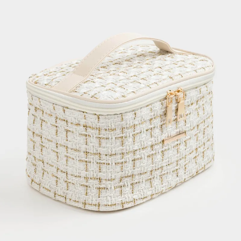 Косметичка, 20x15 см, с ручкой, твид, белая, Wenal, image-4