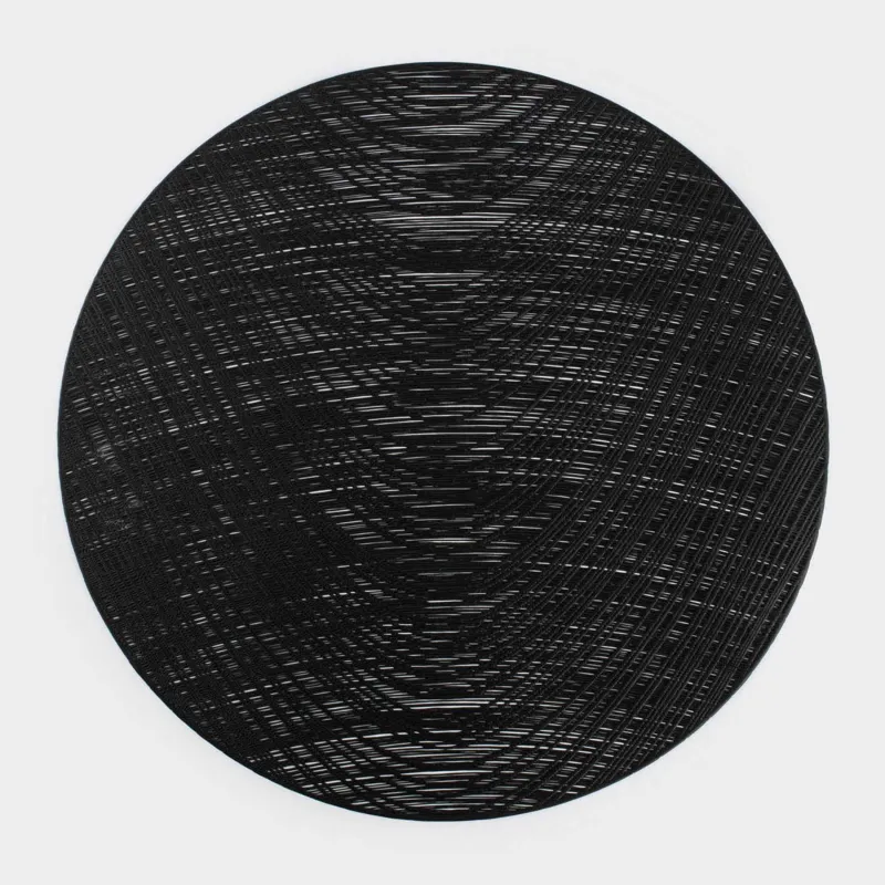 Салфетка под приборы, 38 см, ПВХ, круглая, черная, Волны, Azhur Grid