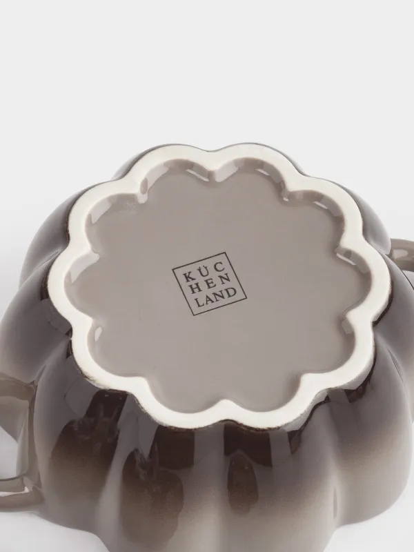 Кокотница, 11 см, 350 мл, с крышкой, керамика, серо-коричневая, Тыква, Gourd, image-4