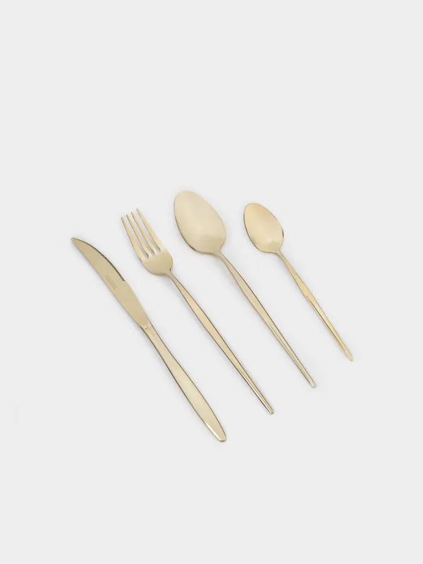 Столовые приборы, 6 перс, 24 пр, сталь, золотистые, Montreal, image-1