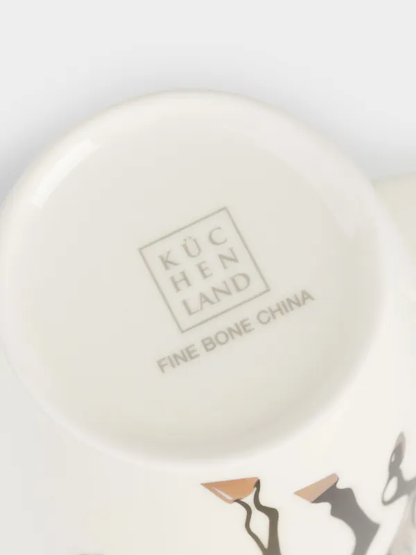 Кружка, 600 мл, фарфор F, белая, с золотистым кантом, Конь, Horse, image-3