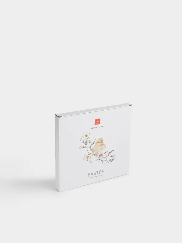 Тарелка закусочная, 21 см, фарфор F, белая, с золотистым кантом, Цыпленок в цветах, Easter, image-5