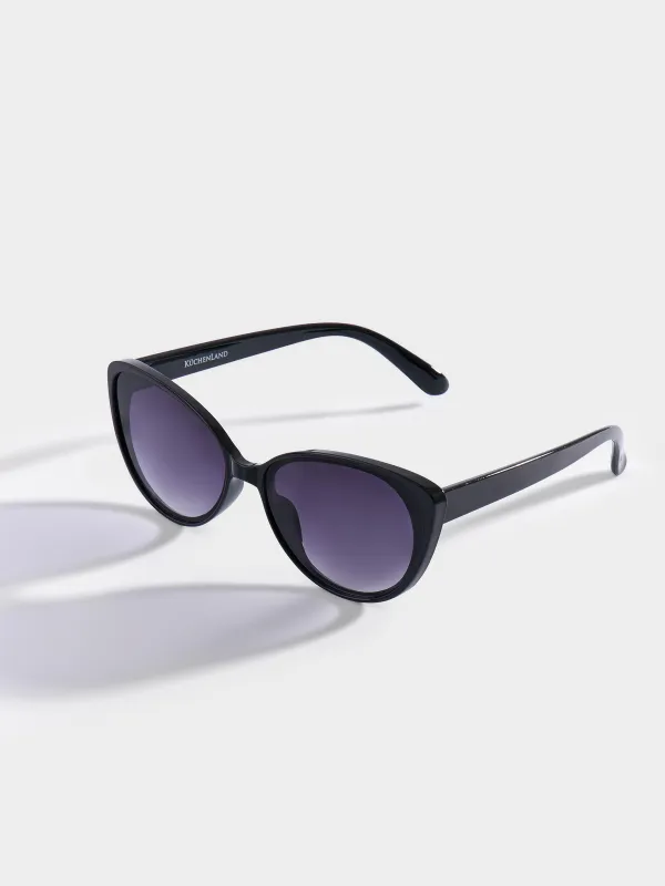 Очки солнцезащитные, пластик, черные, Кошачий глаз, Nifty, image-4