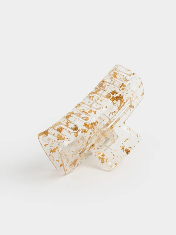 Заколка для волос, 10 см, пластик/металл, золотистая, Крабик, Glam, image-3