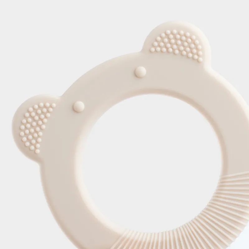 Игрушка-прорезыватель, 7 см, силикон, бежевая, Медведь, Kiddy, image-3