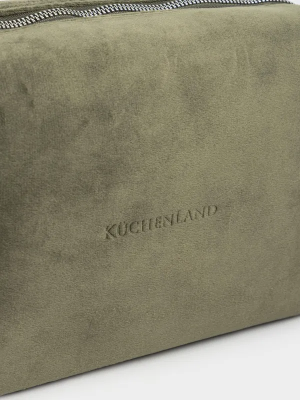 Косметичка, 25х17 см, вельвет, зеленая, Velvety, image-2
