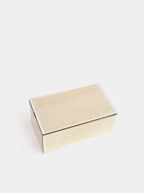 Шкатулка для украшений, 21х13 см, стекло, золотистая, Змеиный принт, Snake print, image-3