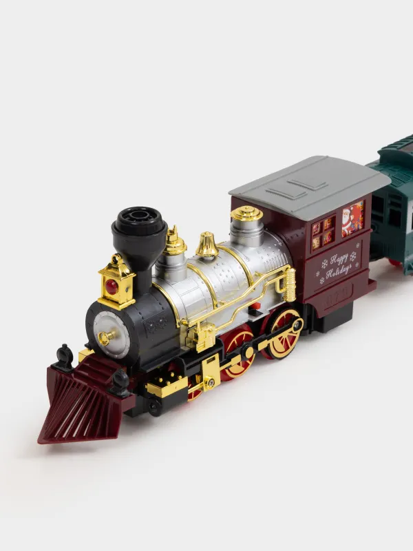 Железная дорога игрушечная, L, музыкальная, с подсветкой/дымом, на подставке, пластик, Game rail, image-5