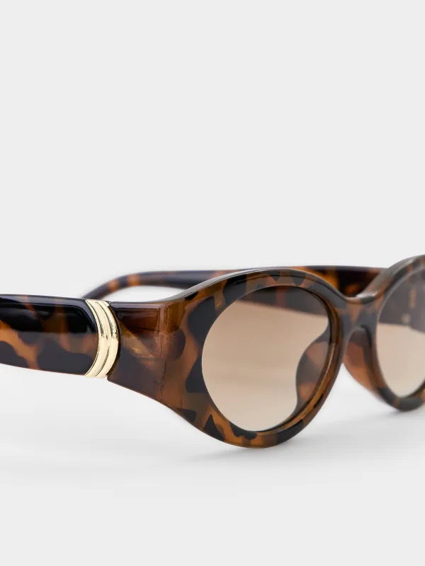 Очки солнцезащитные, пластик, с футляром для очков, овальные, черепаховые, Eyewear, image-2