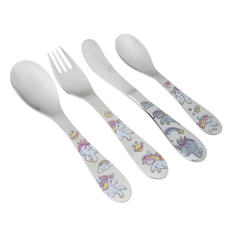 Столовые приборы, детские, 1 перс, 4 пр, сталь, Единорог, Unicorns, image-0