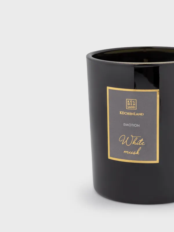 Свеча ароматическая, 9 см, в подсвечнике, стекло, серая, White Musk, Emotion, image-2