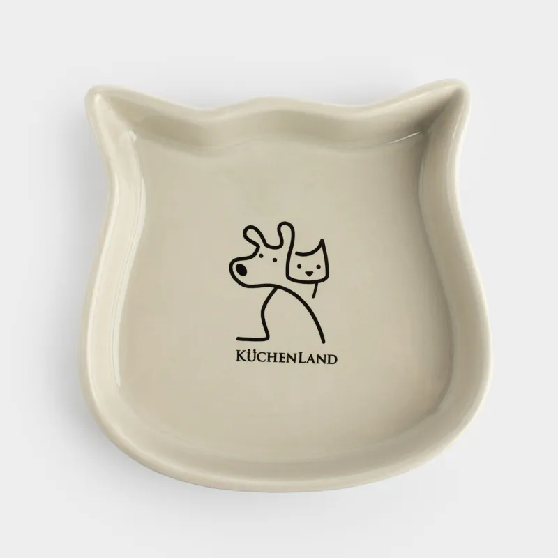 Миска для животных, 15х14 см, 250 мл, керамика, серая, Кот, Whiskers