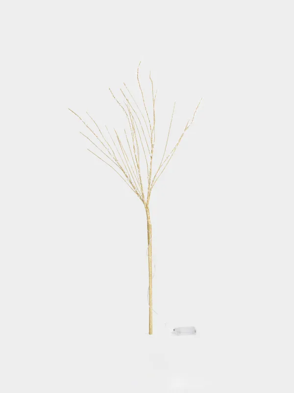 Ветка декоративная, 1 м, с подсветкой, полипропилен/металл, золотистая, Кристаллы, Crystal decor, image-0