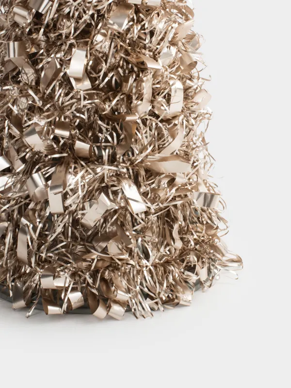 Ель искусственная, 25 см, мишура/пластик, шампань, Крупная мишура, Tinsel christmas, image-2