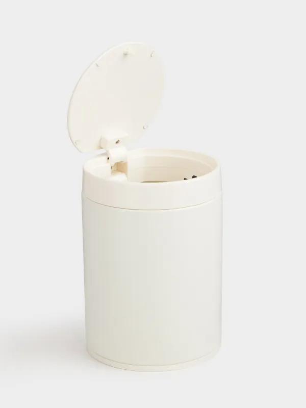 Ведро для мусора, 1,5 л, с кнопкой для открывания крышки, металл/пластик, молочное, Demeter, image-4