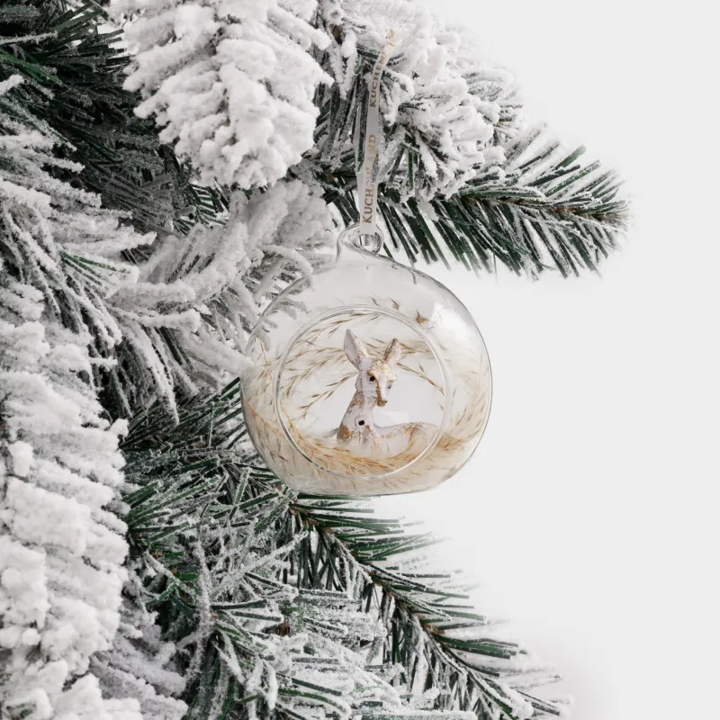 Игрушка елочная, 8 см, стекло/перо, Косуля, Ball shape, image-2